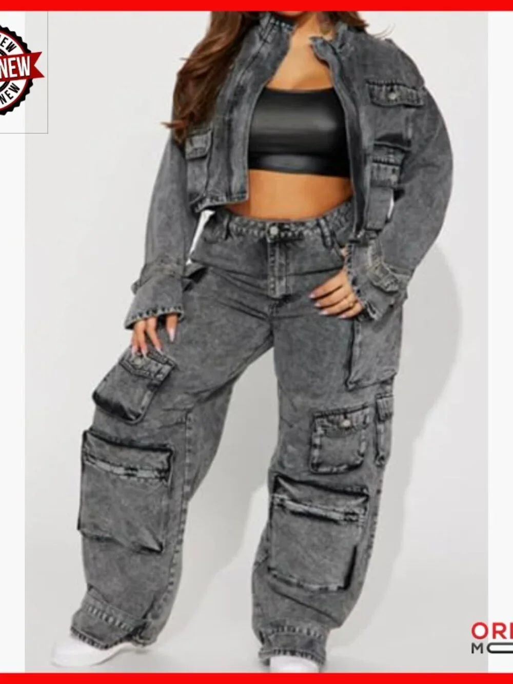 High Waisted Cargo Jeans Women Baggy Wide Leg Streetwear Pants
